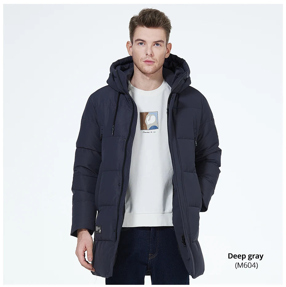 Men's winter jackets for men casual cotton coat mid-length Puffer Parkas - The Clothing Company Sydney