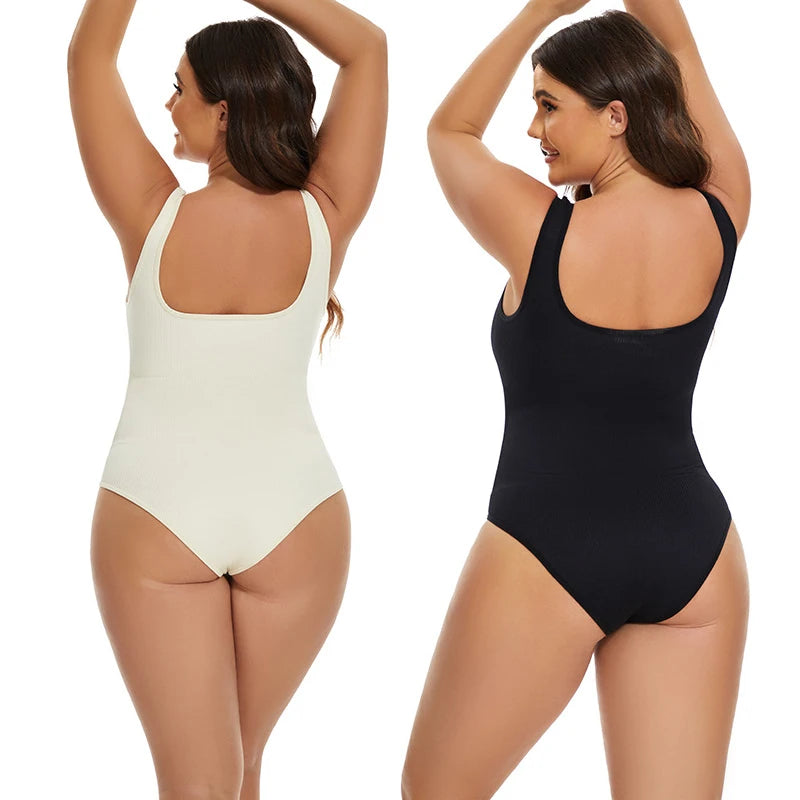 Ribbed Jumpsuit Daily Shaper Bodysuits Compression Open Crotch Shapewear Suit Playsuit - The Clothing Company Sydney