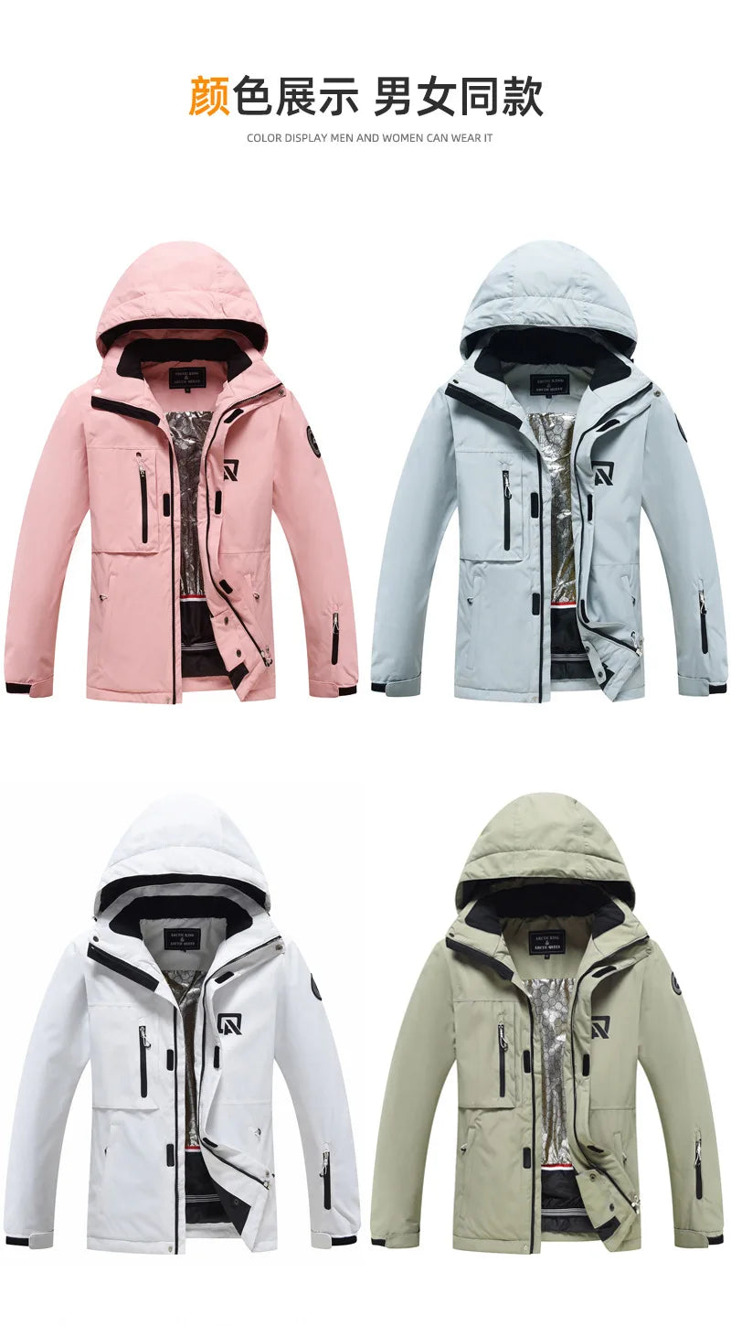 2 Piece Ski Sets for Women Ski Jackets and Pants Men Snowsuit Snowboard Coat Outfits Warm Hooded Waterproof Windproof Matching Set - The Clothing Company Sydney
