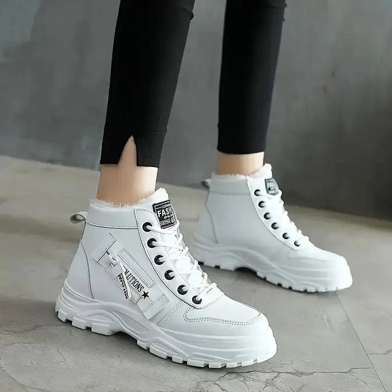 Women’s Winter High-Top Snow Boots – Warm Lace-Up Wedge Sneakers with Flannel Lining The Clothing Company Sydney