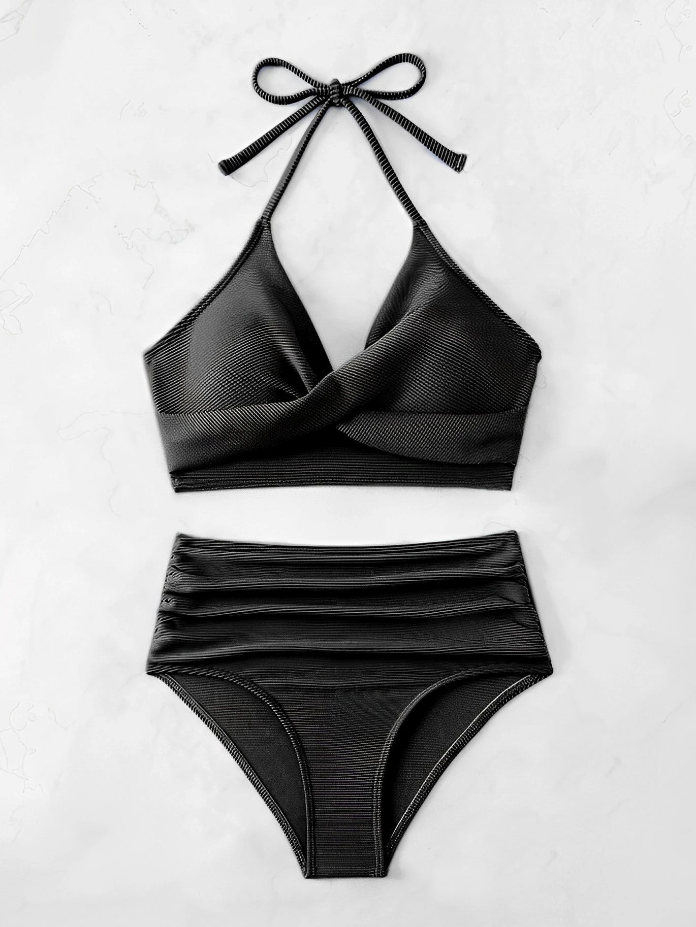2 Piece High Waist Bikini Women Halter Swimwear Swimsuit Solid Bathers Swimming Bathing Swim Suit Summer Beachwear The Clothing Company Sydney
