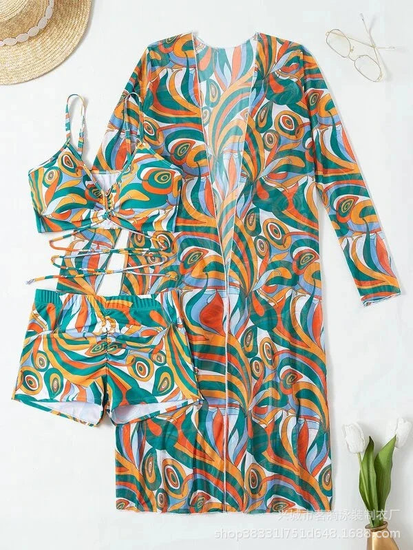 3 Piece Summer Print Swimsuits Tankini Sets Swimwear Beach Wear Bathing Suits Pool Women's Swimming Suit - The Clothing Company Sydney