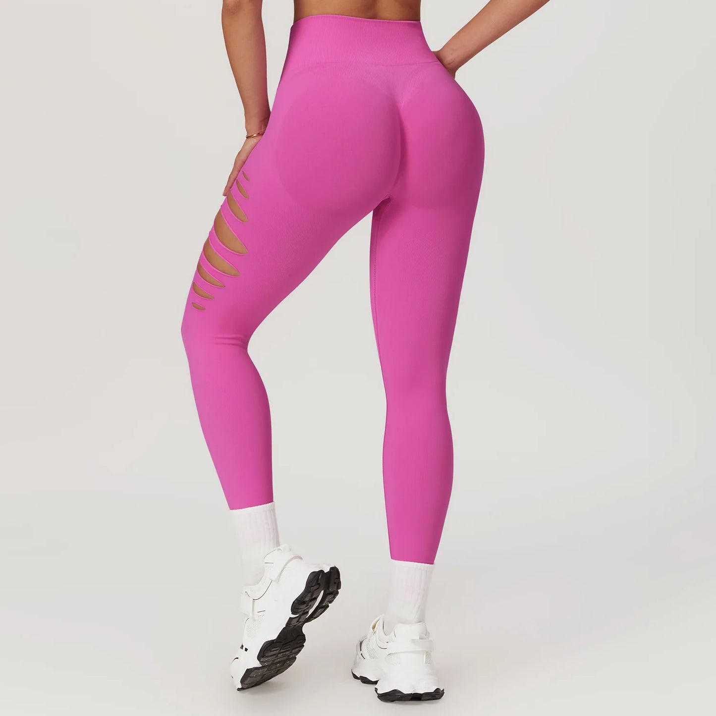 Seamless High-Waist Yoga Leggings – Hollow-Out Push-Up Workout Tights for Women - The Clothing Company Sydney