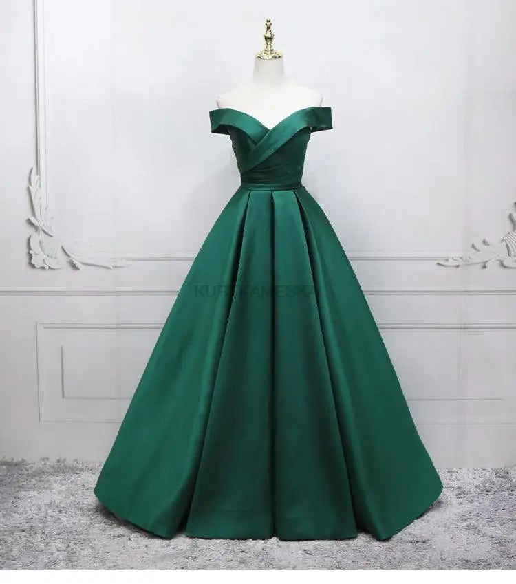 Elegant Formal Boat Neck Satin Wedding Bridesmaid Maxi Long Prom Evening Cocktail Party Summer Dresses - The Clothing Company Sydney