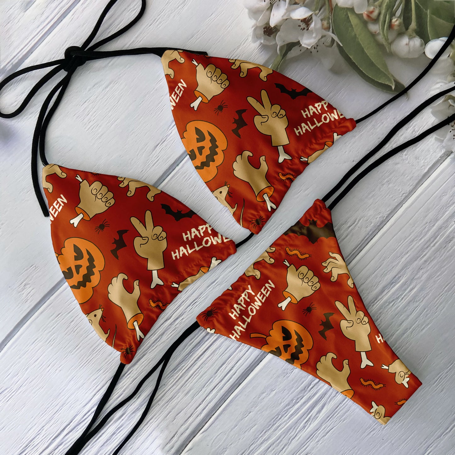 2 Piece Bikini Set Women Backless Low Waist Skull Pattern Printed Swimsuit Beach Surfing Vacation Swimwear - The Clothing Company Sydney