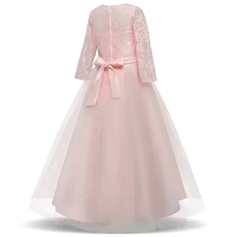 Teens Girls Princess Dress for Party Ball Gown Wedding White Dresses Kids Birthday Bridesmaid Costume Lace Flower Pageant Dress - The Clothing Company Sydney