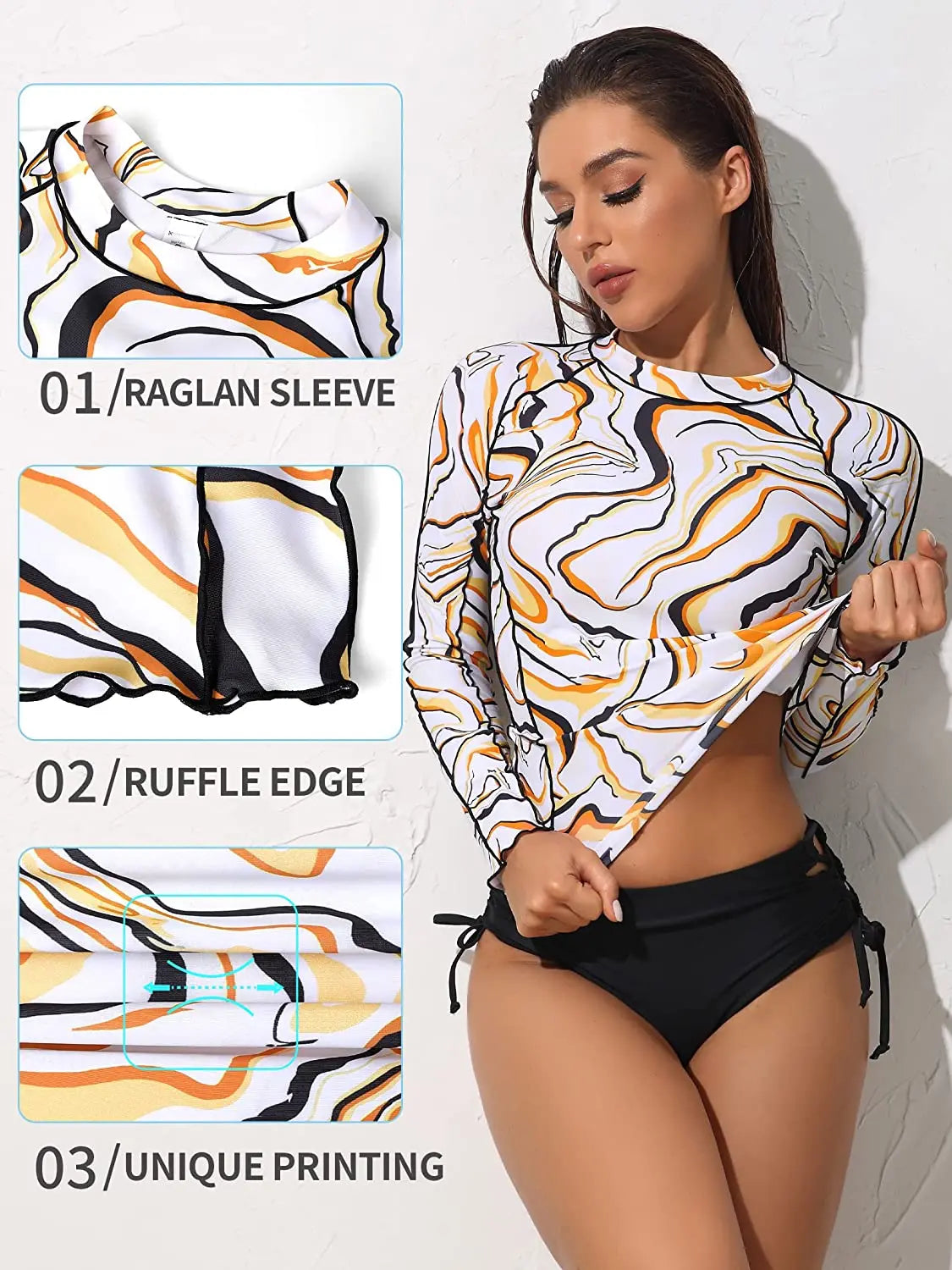 Women's Long Sleeve Rash Guard Shirts Swimwear Rash Guard Top Surf Top Tie Dye Printing Close-fitting Shirt UPF 50+ Top - The Clothing Company Sydney