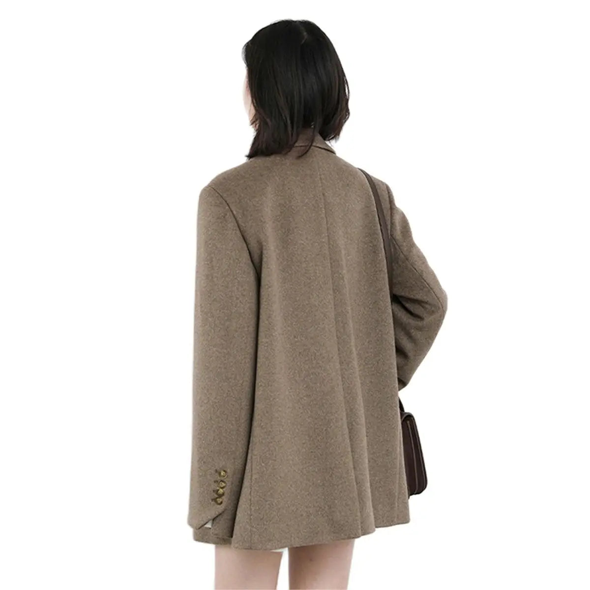 Women's Wool Blend Coat Solid Mid Long Woollen Blazer Thick Warm Blouse Overcoat Office Autumn Winter Jacket - The Clothing Company Sydney