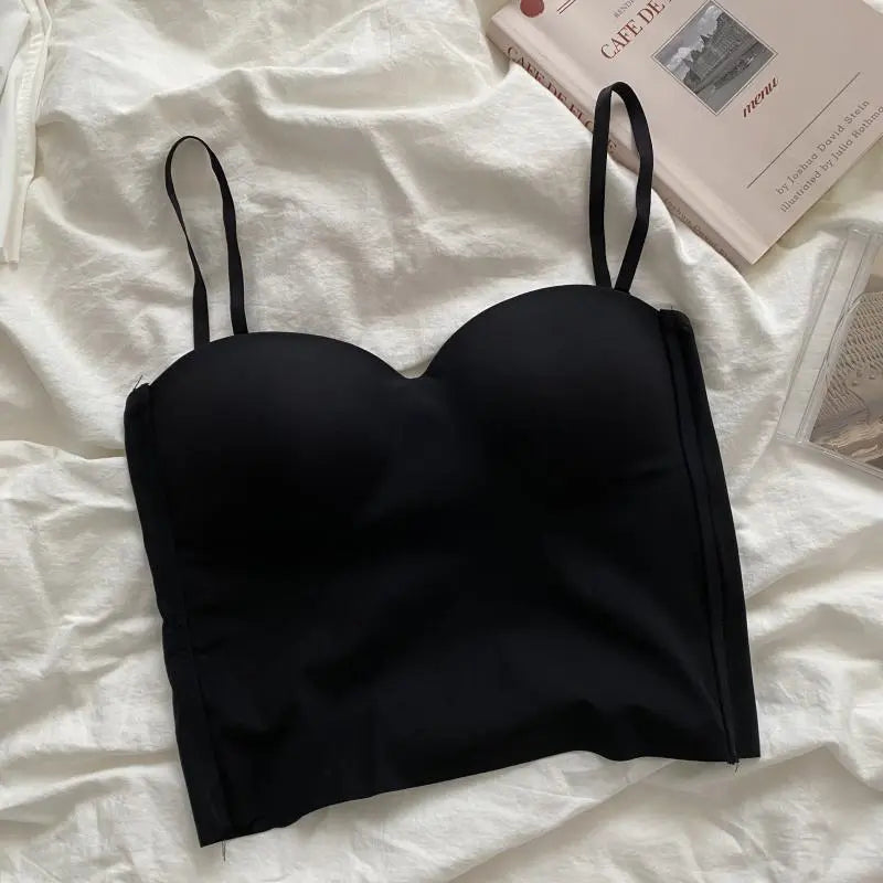 Women's Thin Section Double Straps Solid Colour Suspenders Inside Sports Vest Outer Wear Bra Top The Clothing Company Sydney