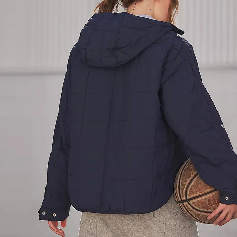 Autumn Winter Padded Jacket For Women Fashion Pockets Long Sleeves Hooded Pullovers Casual Coat - The Clothing Company Sydney