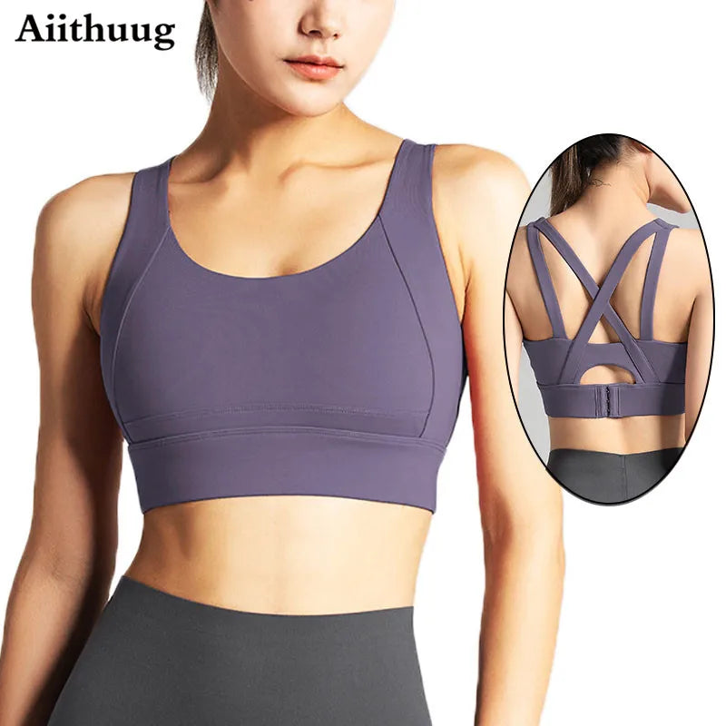 Sports Bra for Women Criss-Cross Back Padded Sports Yoga Bra with Removable Cups Gym Bra Top The Clothing Company Sydney