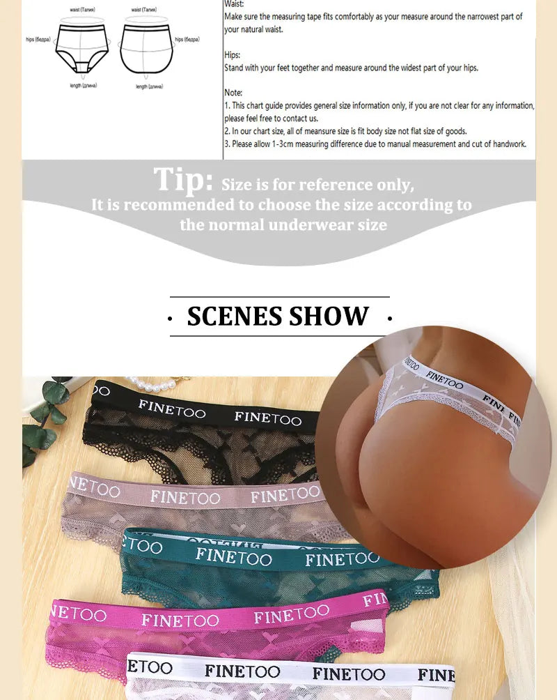 4 Pack Womens Lace Panties Low Rise Thongs Female G-String Underwear High Elastic Waist Soft Intimates Lingerie - The Clothing Company Sydney