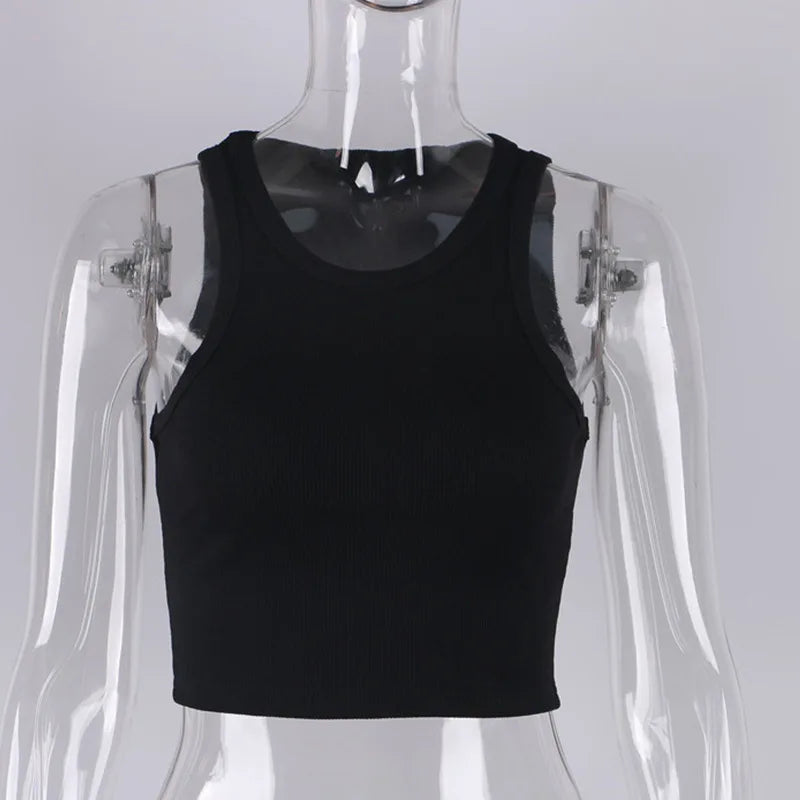 Rib Knit Green Women's Tank Top Summer Casual Basic Skinny Vest Sleeveless White Off Shoulder Y2K Crop Top The Clothing Company Sydney