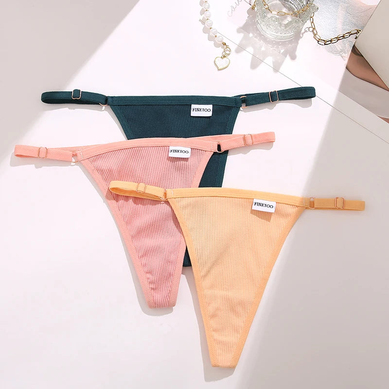 5 Pack Adjustable Women's Panties Cotton Panties Solid Low Waist Seamless Thongs Underpants Women Lingerie Set The Clothing Company Sydney