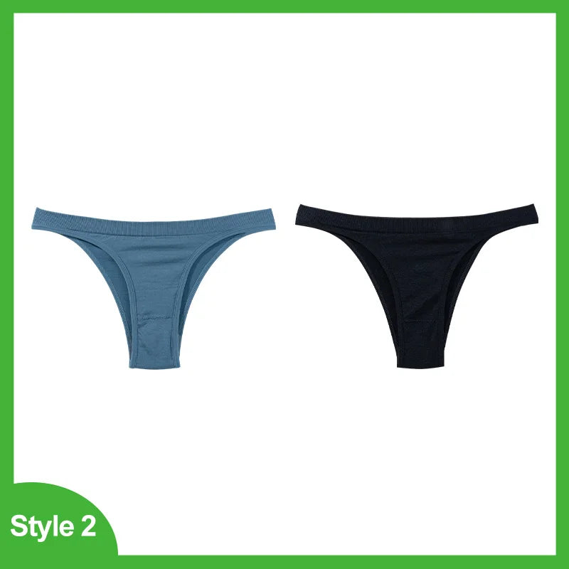 2 Pack Seamless Women Pantys Thongs High Waist Soft Underwear Solid Colors Breathable G-String The Clothing Company Sydney