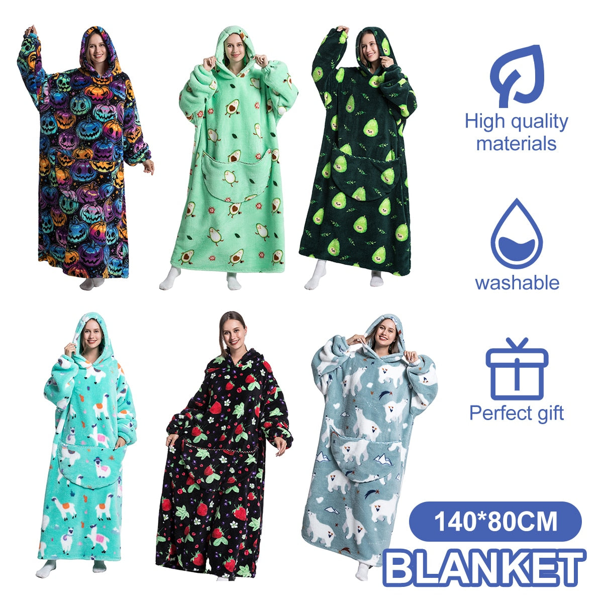 Super Long Hoodie Blanket Flannel Blanket with Sleeves Winter Hooded Sweatshirt Pullover Giant Oversized Blanket The Clothing Company Sydney