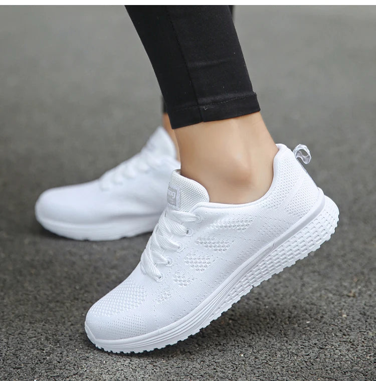 Women's Flats Fashion Lightweight Lace Up Round Toe Sneakers Walking Shoes - The Clothing Company Sydney