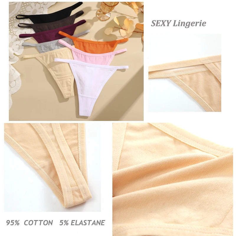 5 Pack Women's Cotton Panties Underwear Low Waist G-String Thongs Breathable Lingerie Set The Clothing Company Sydney