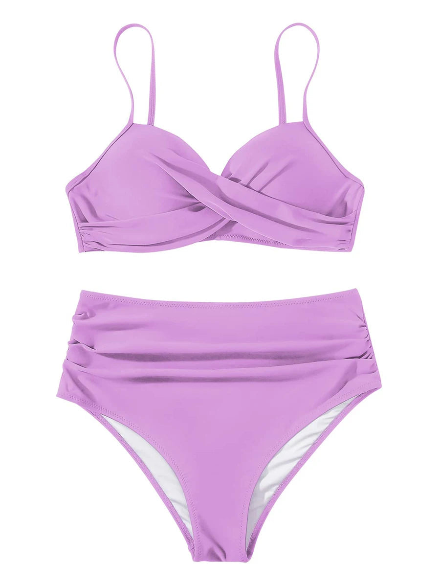 Cross Frill Bikinis Women Swimwear Print High Waist Swimsuit Beachwear Bathers Bathing Swimming Swim Suit The Clothing Company Sydney