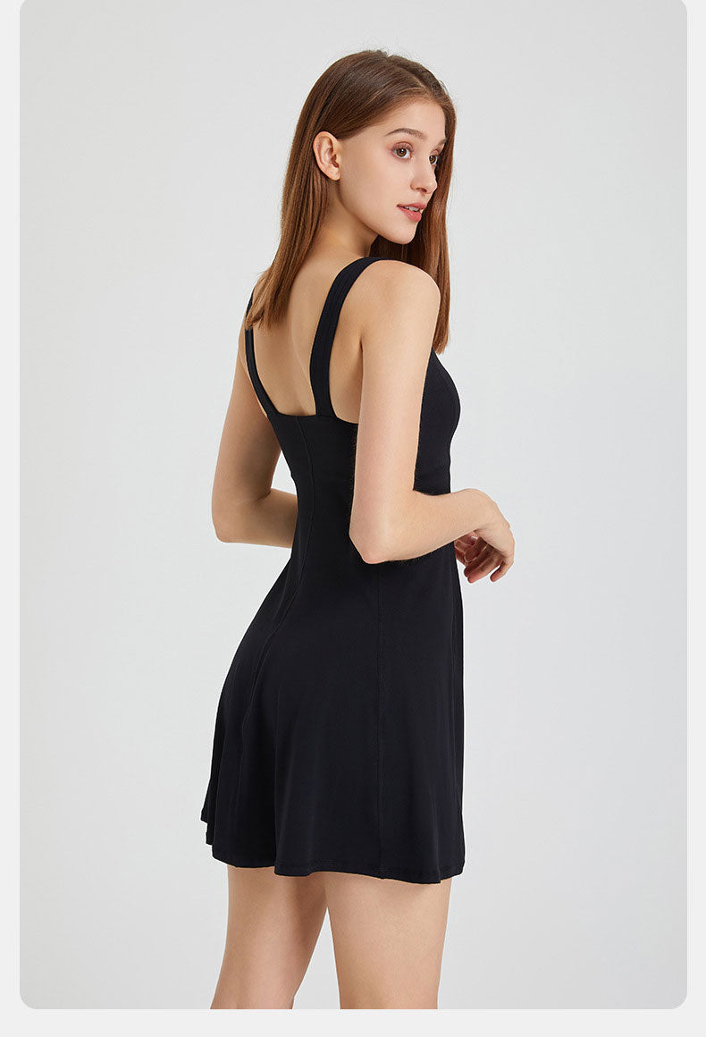 Women's Summer Tennis Netball Golf Dress Fashion Square Neck Pocket Sports Running Dress Breathable Workout Frock With Chest Pads The Clothing Company Sydney