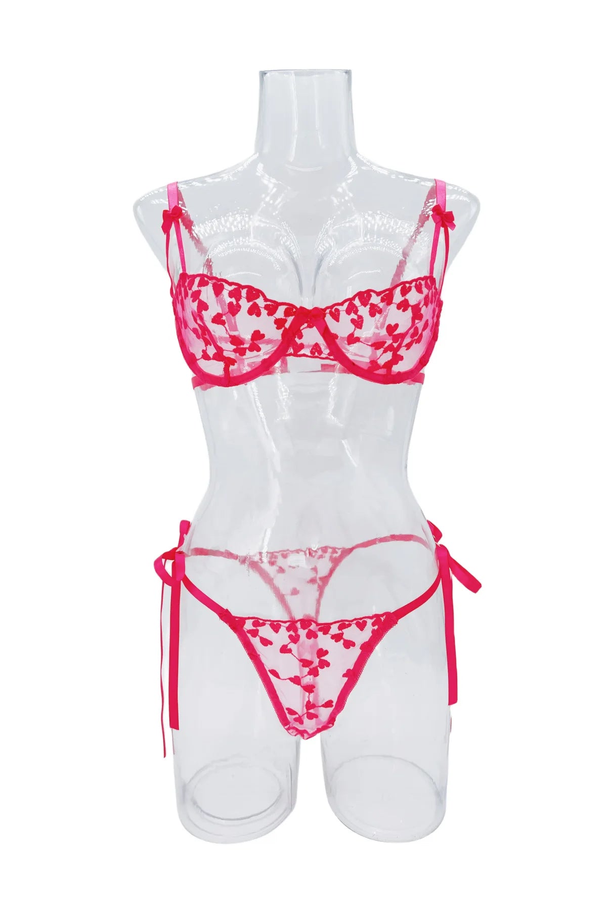 Heart Shaped Embroidery 2 Piece Lace Lineries Outfit Set - The Clothing Company Sydney
