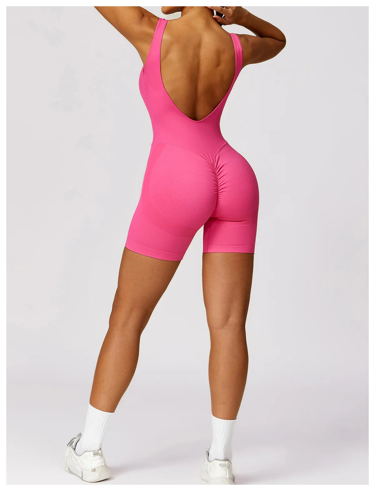 Women's Romper Yoga Hollow Backless Scrunch Seamless One Piece Outfit Fitness Overalls Playsuit Gym Sport Short Jumpsuit - The Clothing Company Sydney
