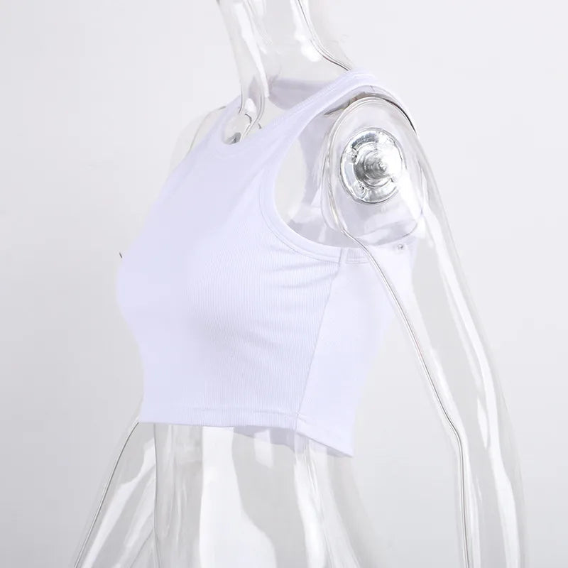 Rib Knit Green Women's Tank Top Summer Casual Basic Skinny Vest Sleeveless White Off Shoulder Y2K Crop Top The Clothing Company Sydney