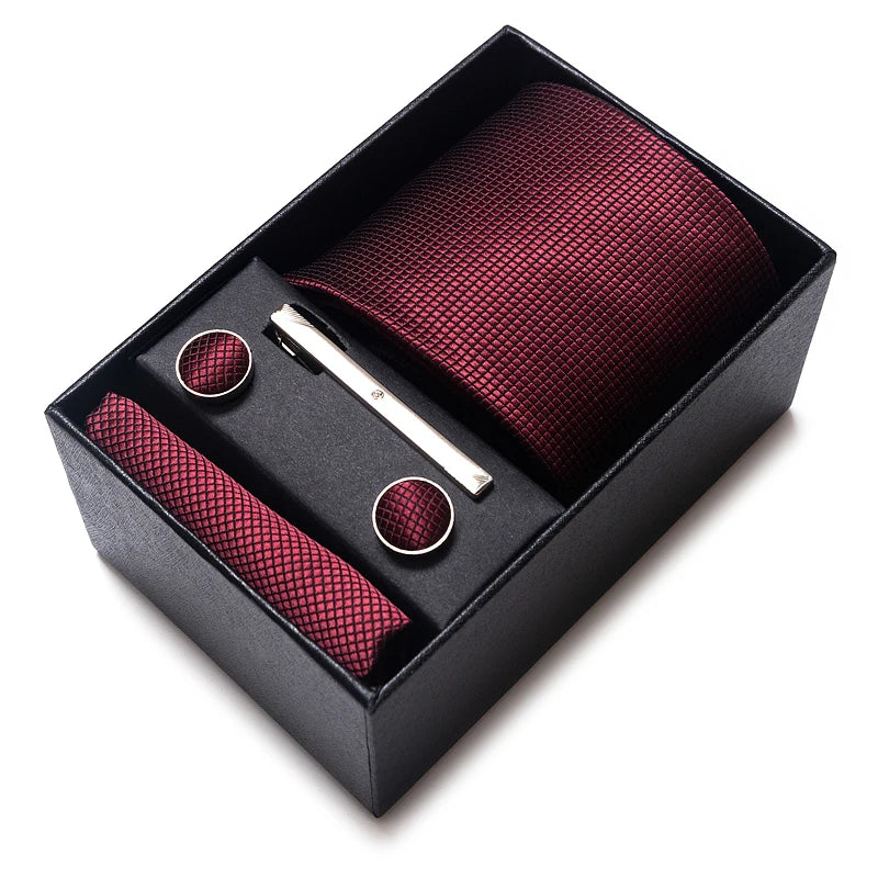 4 Piece Tie Handkerchief Cufflink Set For Men Necktie Holiday Gift Box Blue Gold Suit Accessories Slim Wedding Set The Clothing Company Sydney
