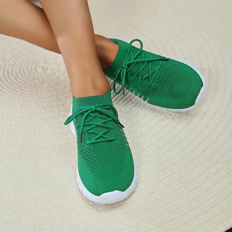 Mesh Breathable Soft Sole Sneakers Lightweight Non-Slip Running Walking Casual Lace Up Flats Shoes - The Clothing Company Sydney