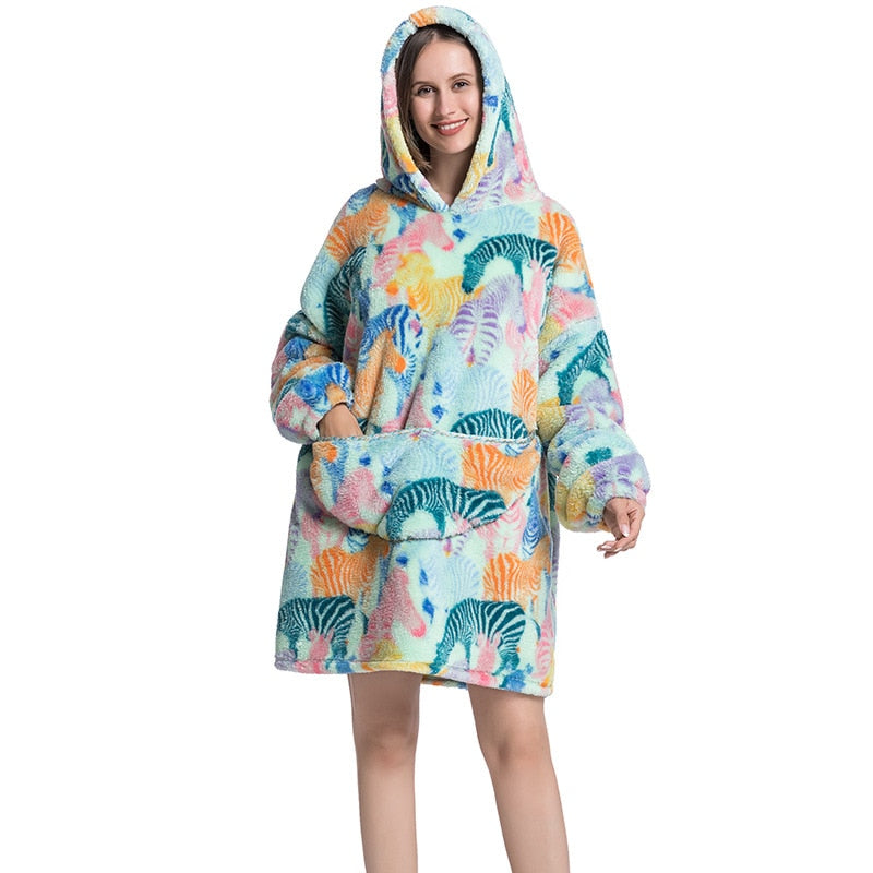 25 Style Cartoon Oversized Hoodie Sweatshirt Women Printed Wearable Blankets Fleece Warm Kids Sleepwear Lazy Giant Hooded Blanket The Clothing Company Sydney