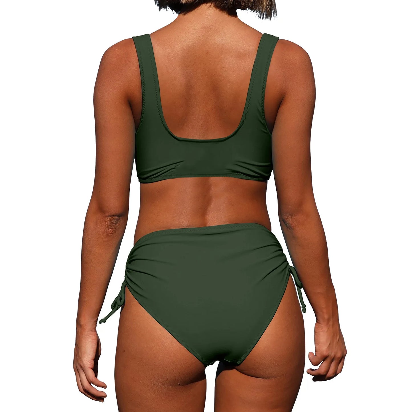 Split Twist Wrap Lace Up Hollow Out Swimsuit Two Piece Swimwear - The Clothing Company Sydney