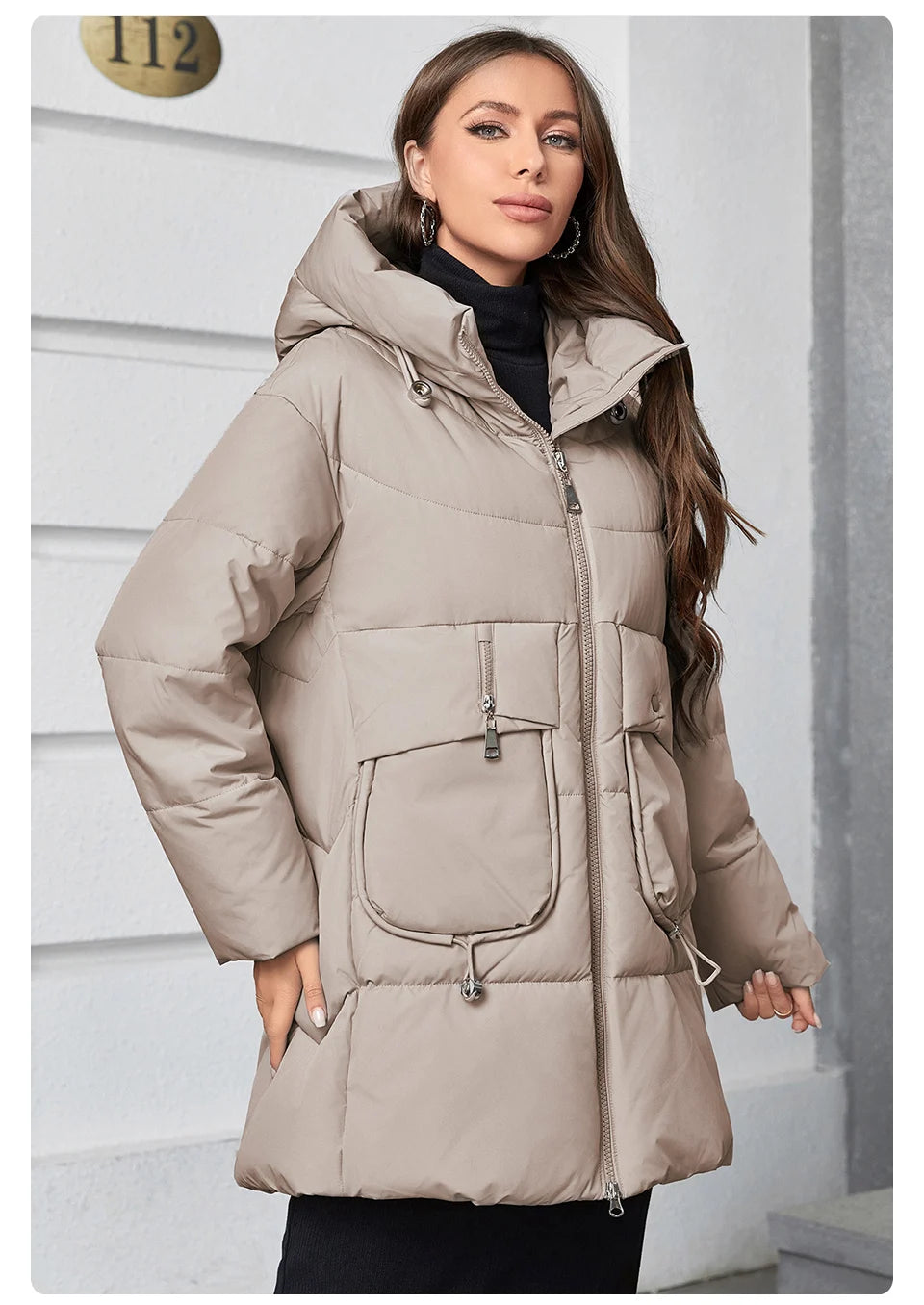 Hooded Parkas Women's Plus Size Casual Hooded Pocket Women Down Jacket Coat Outwear - The Clothing Company Sydney