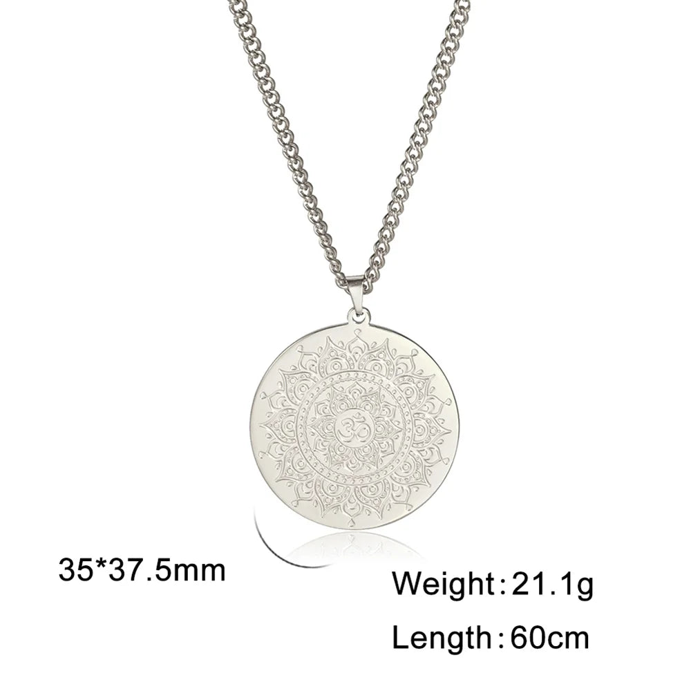 Yoga Lotus Om Aum Symbol Pendant Necklace Hindu Buddhist Stainless Steel Chain Meditation Spiritual Religious Jewellery The Clothing Company Sydney