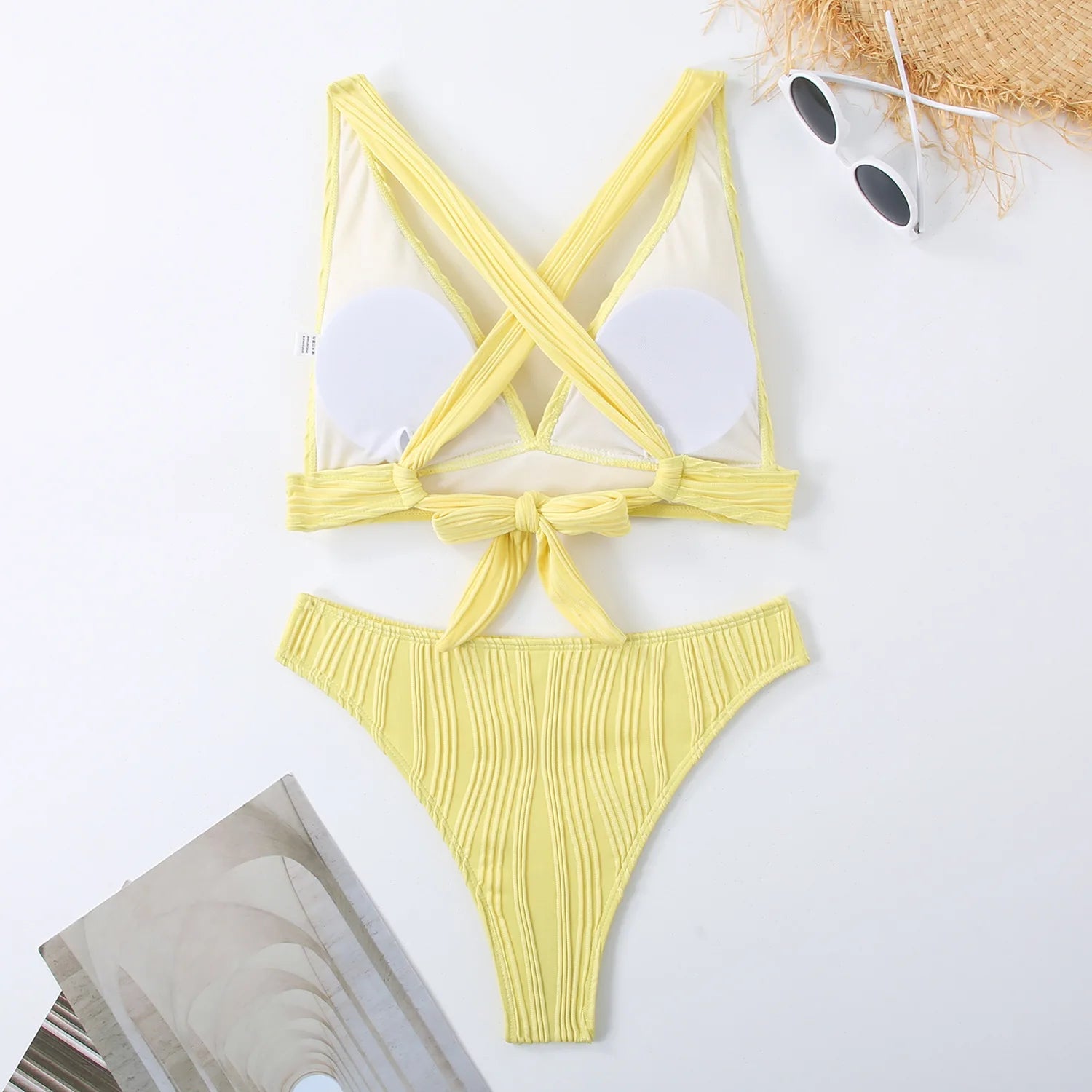 2 Piece Wrinkled Crinkled Bikini Swimwear Swimsuit Two-pieces Bikini Set High Cut Bathing Suit Swim Beach Wear The Clothing Company Sydney