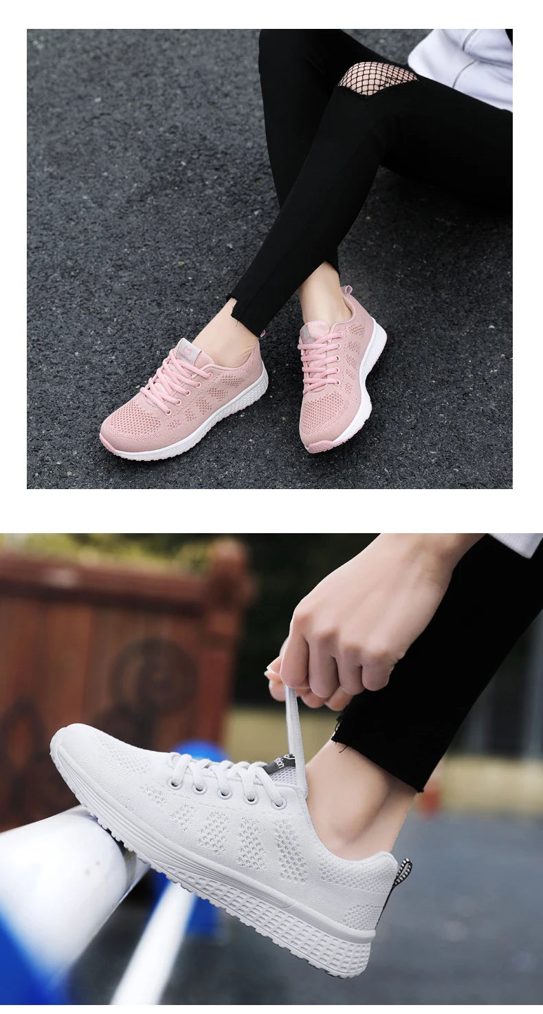 Women's Vulcanized Shoes Platform Casual Sneakers Shoes Flats Mesh Breathable Running Summer Sports Tennis Shoes - The Clothing Company Sydney