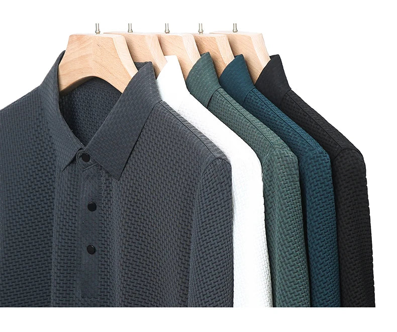 Summer Men's Lop-up Hollow Short-sleeved Polo Shirt Ice Silk Breathable Business Fashion T-Shirt Male Top The Clothing Company Sydney