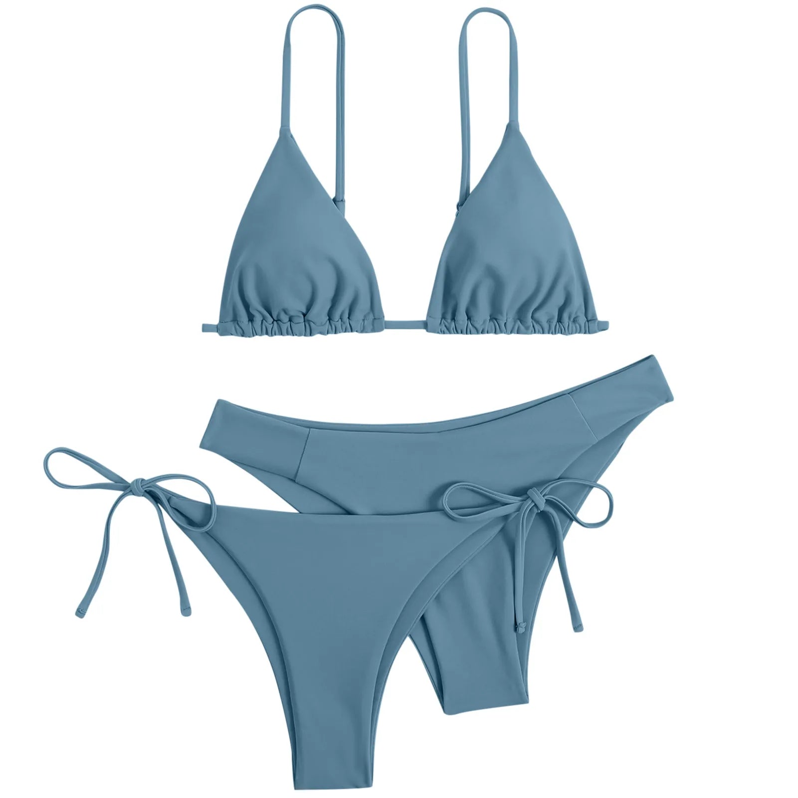 3 Piece Bikini Set Women Solid Blue Purple Push Up Bandage Triangle Swimsuit Brazilian Beach Bathing Suit Swimwear - The Clothing Company Sydney