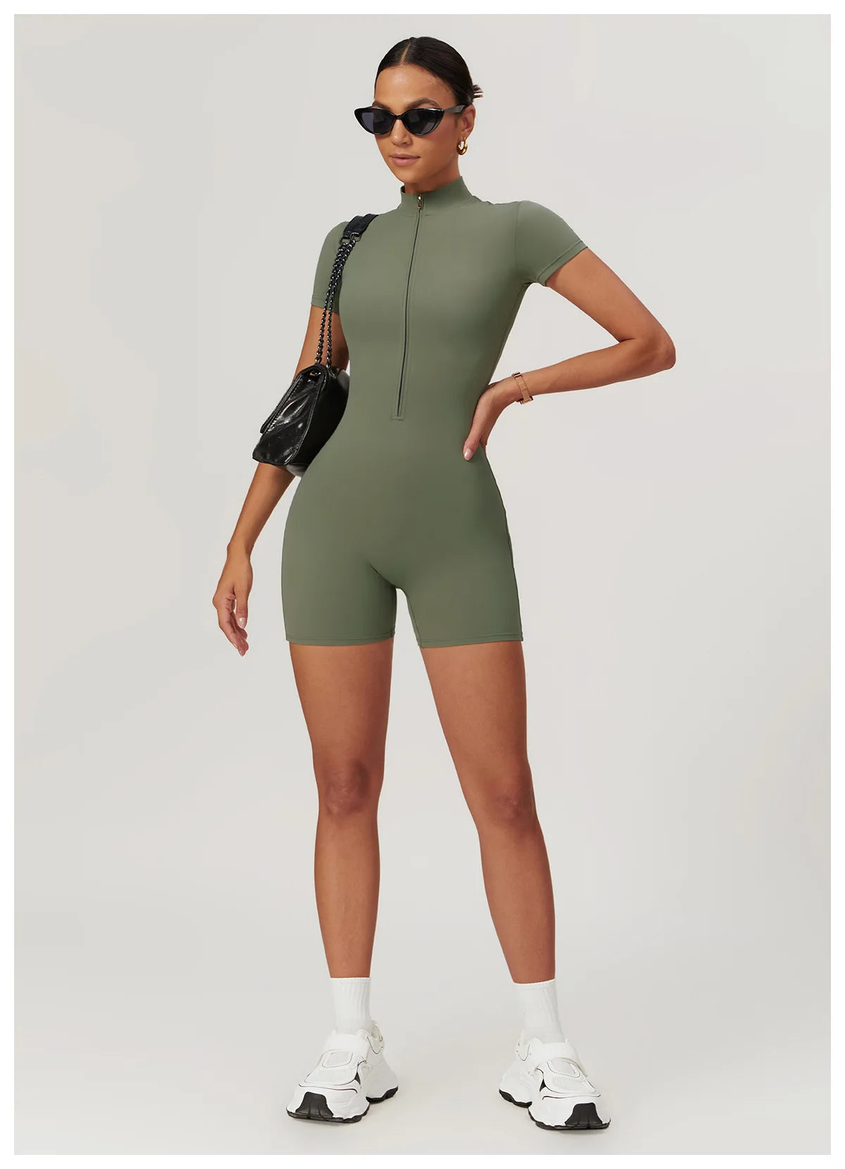 One Piece Jumpsuit Summer Short Sleeve Zipper Sports Wear Gym Fitness Bodysuits Women Dance Running Workout Clothes Yoga Suit The Clothing Company Sydney