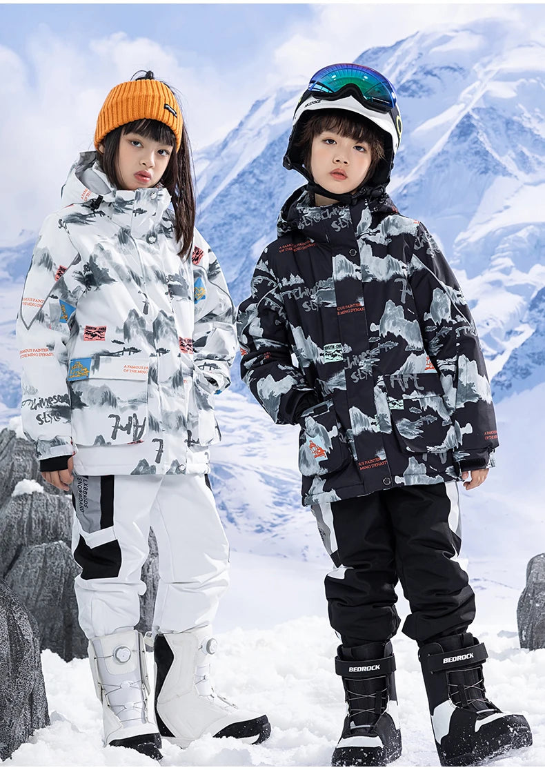 Children's Snow Suit Outfit Wear Outdoor Waterproof Windproof Warm Costume Winter Snowboarding Ski Jacket and Strap Pant Boys and Girls The Clothing Company Sydney
