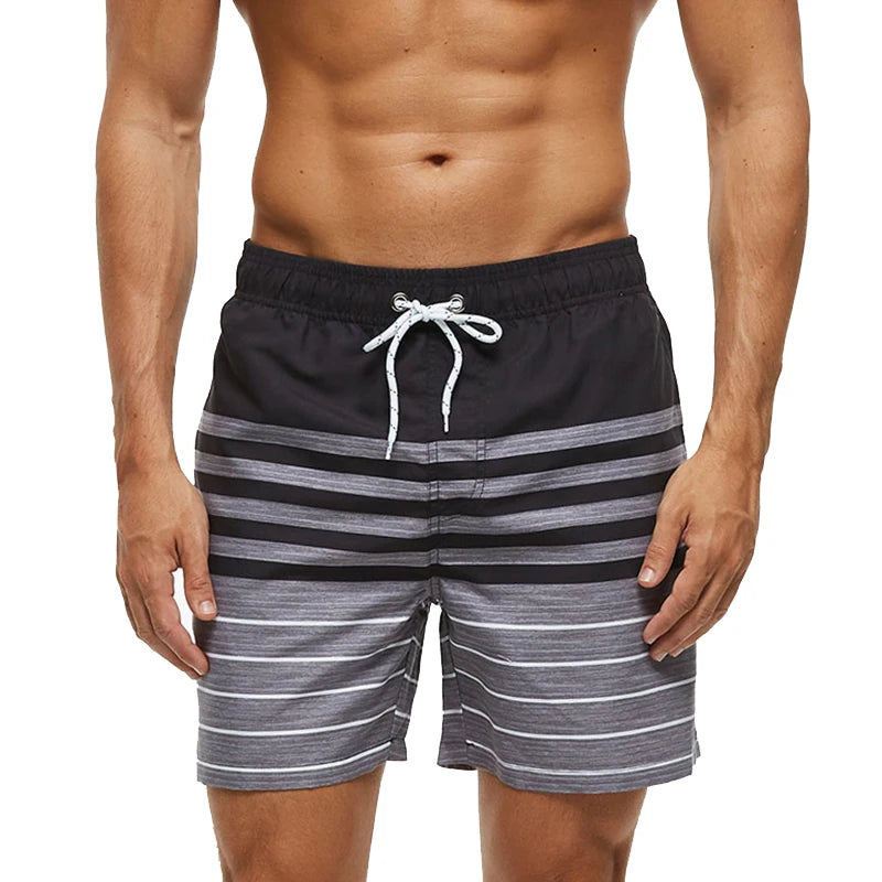Summer Mens Swim Shorts Beach Quick Dry Printing Swimsuit Plus Size Mesh Liner Surfing Gym Board Shorts