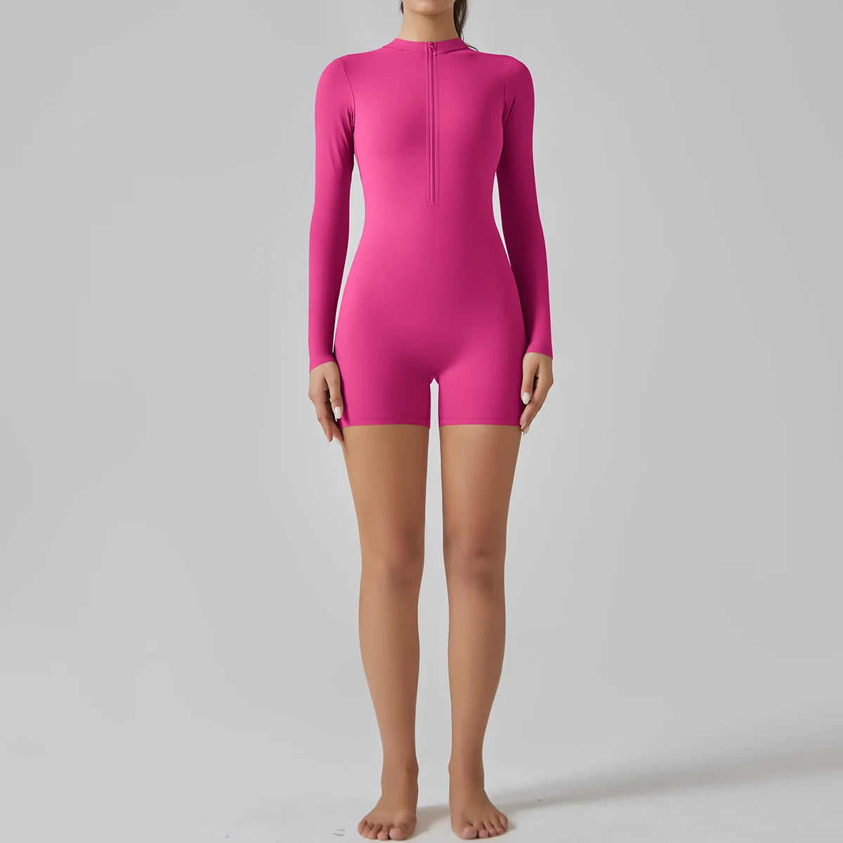Women's Jumpsuits One-Piece Suit Zipper Long Sleeve Gym Workout Clothes Fitness Bodysuit Sportswear Yoga Set - The Clothing Company Sydney