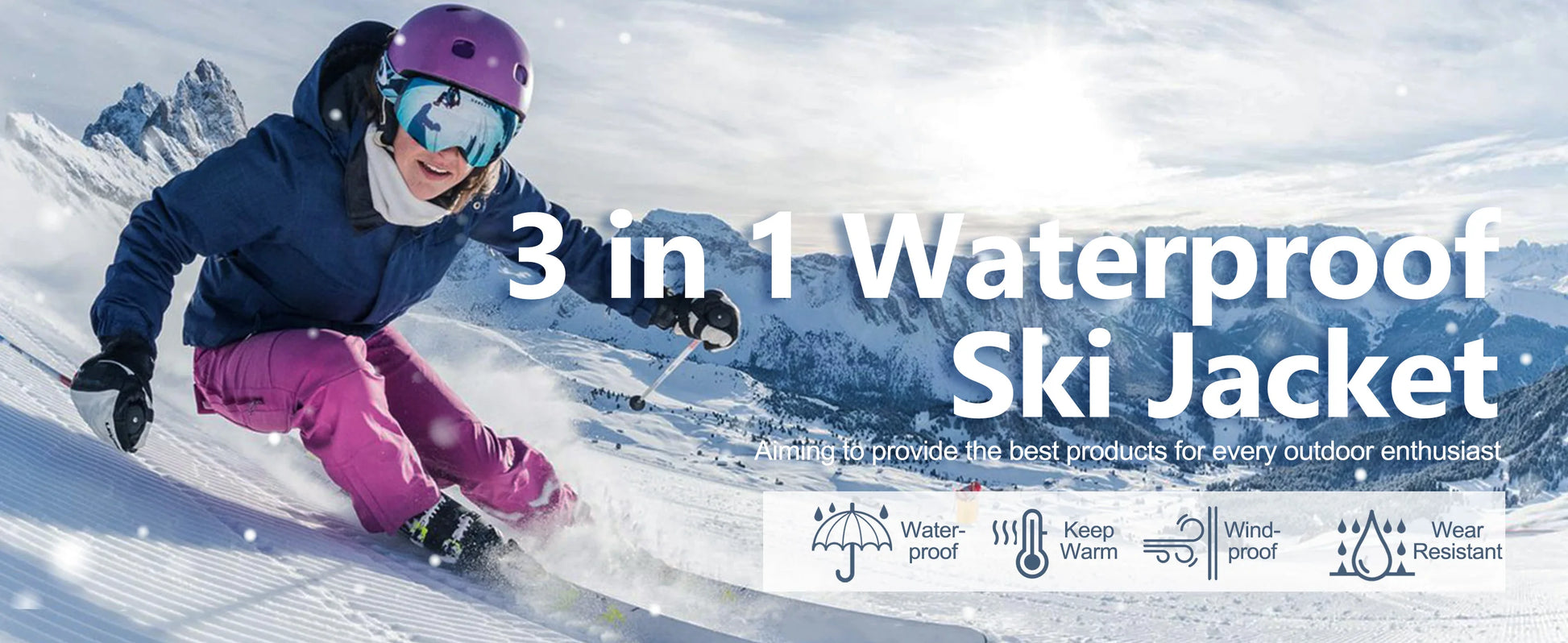 3 in 1 Fleece Lining Jackets Women's Winter Ski Snowboard Jacket Hooded Coats Windproof Water Resistance Hiking Parka - The Clothing Company Sydney