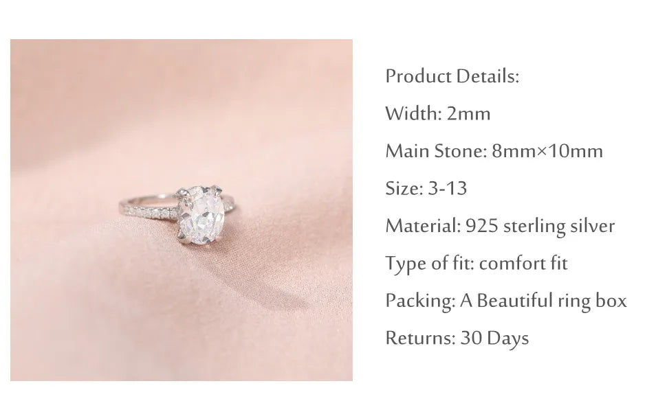 3ct 925 Sterling Silver Engagement Rings For Women Oval Cut Cubic Zircon Wedding Rings Jewelry The Clothing Company Sydney