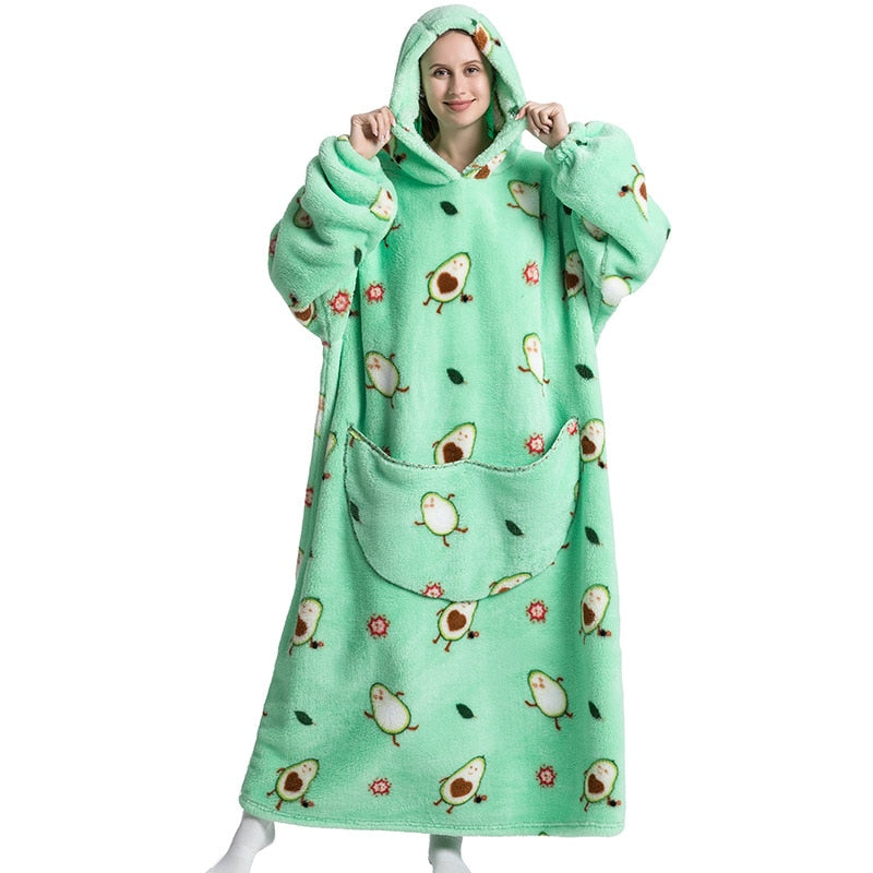Super Long Hoodie Blanket Flannel Blanket with Sleeves Winter Hooded Sweatshirt Pullover Giant Oversized Blanket The Clothing Company Sydney
