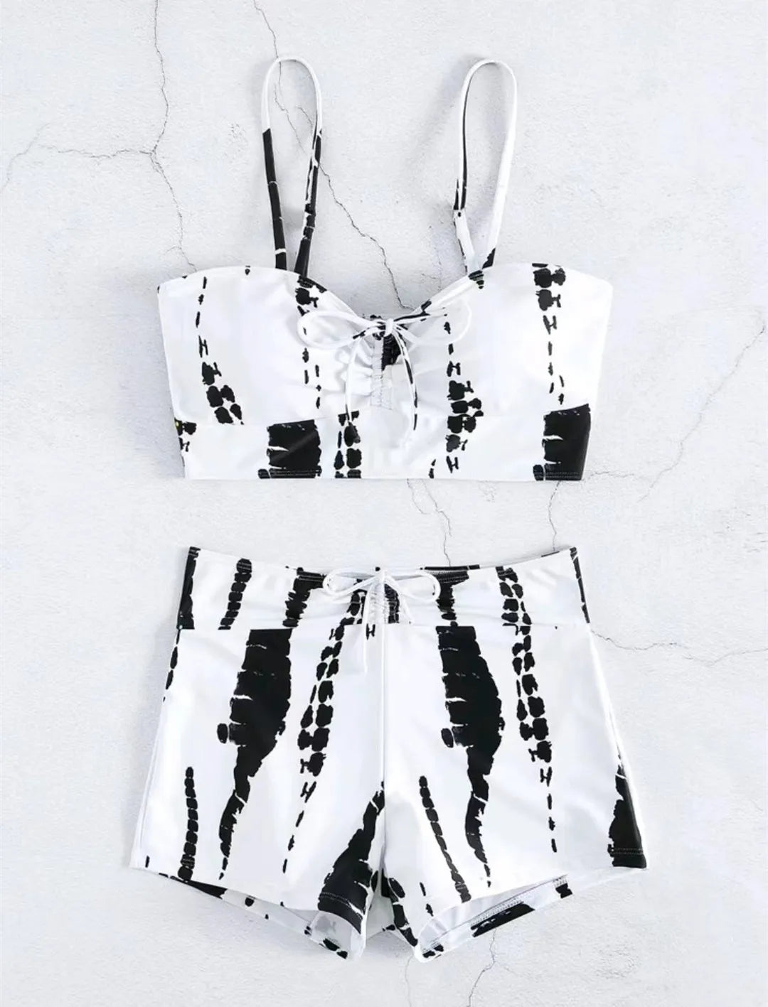 2 Piece Drawstring Front Shorts Bikinis High Waist Swimsuit Women Swimwear Bathers Bathing Swimming Swim Suit Beachwear - The Clothing Company Sydney