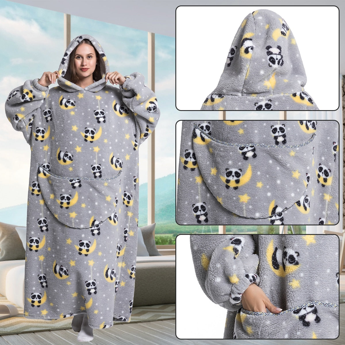 Super Long Hoodie Blanket Flannel Blanket with Sleeves Winter Hooded Sweatshirt Pullover Giant Oversized Blanket The Clothing Company Sydney