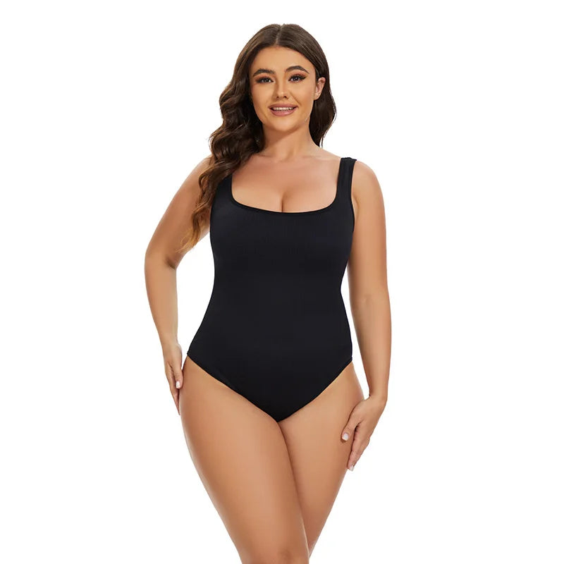Ribbed Jumpsuit Daily Shaper Bodysuits Compression Open Crotch Shapewear Suit Playsuit - The Clothing Company Sydney
