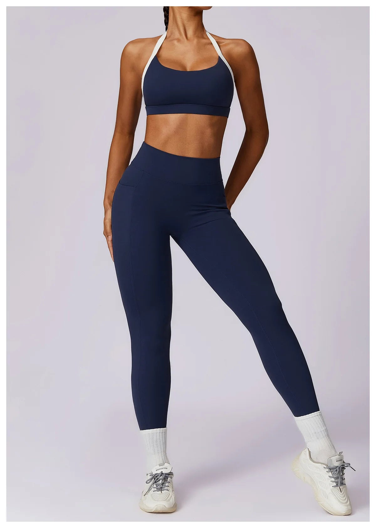 2 Piece Womens Tracksuit Yoga Set Workout Sportswear Gym Clothing Fitness Long Sleeve Crop Top High Waist Leggings Sports Suits - The Clothing Company Sydney