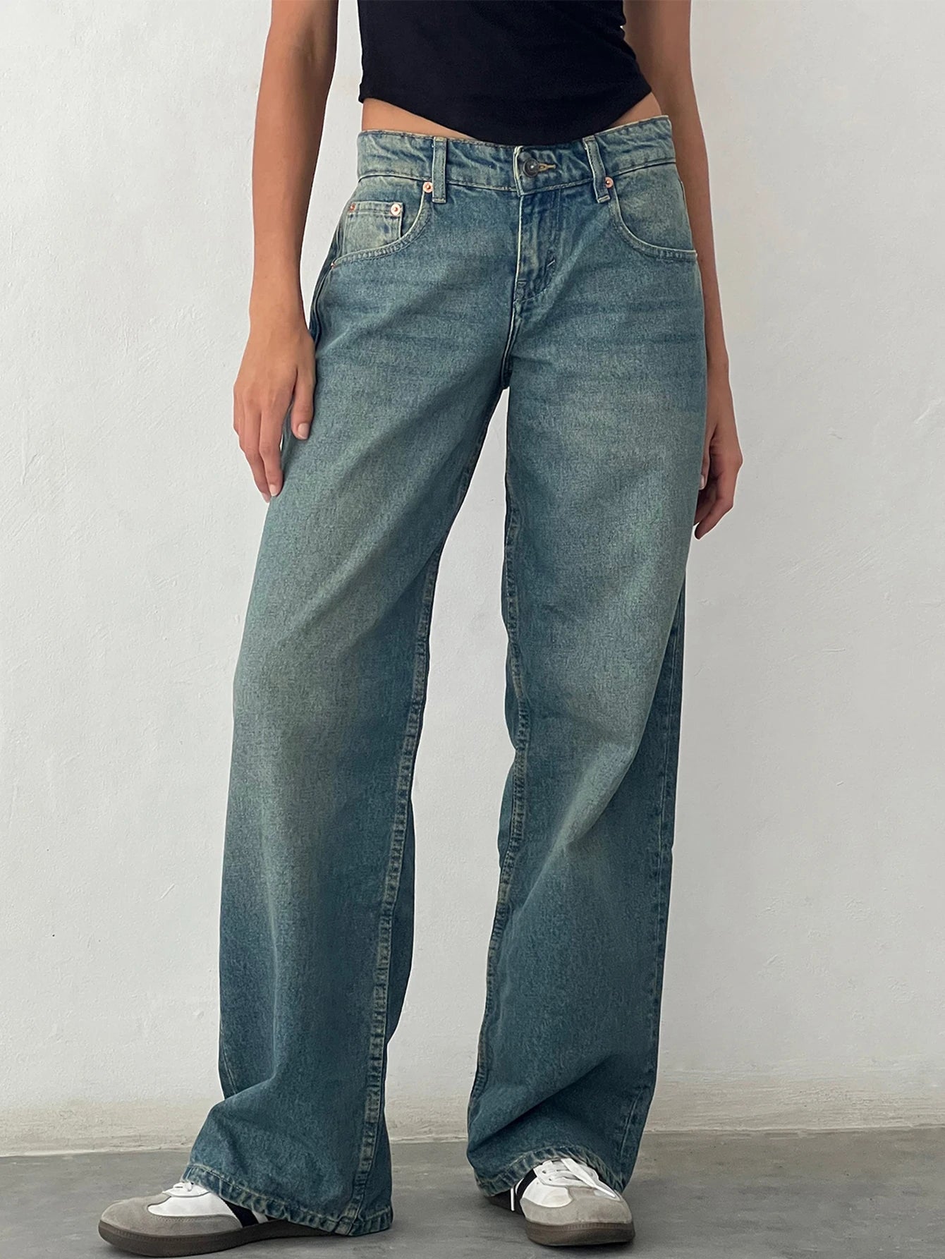 Y2K High Waist Baggy Jeans Women's Fashion Loose Denim Wide Leg Pants Casual Female Clothing The Clothing Company Sydney