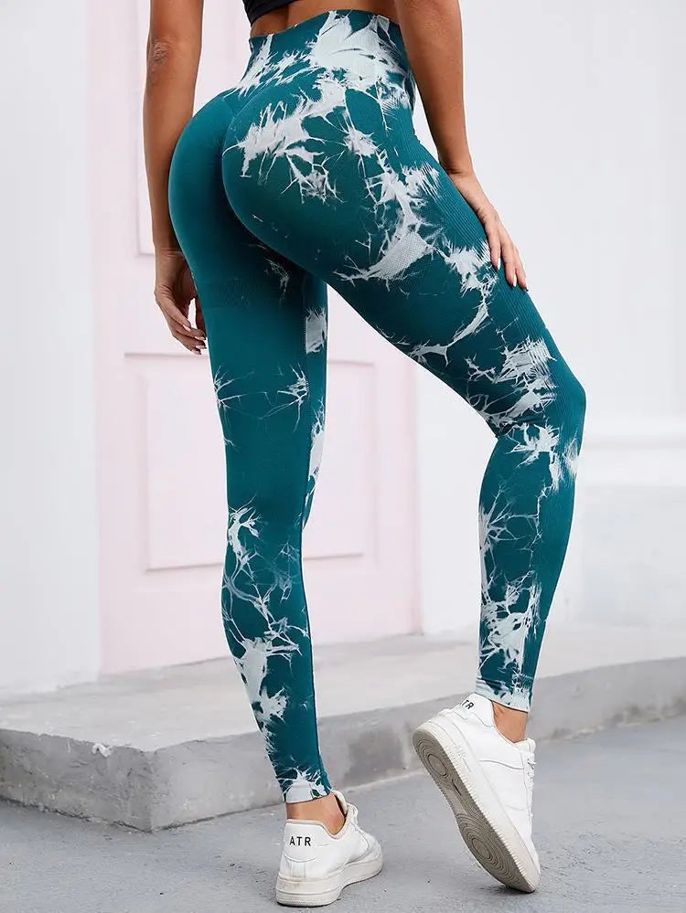 Hip Lifting Seamless Fitness Gym Leggings Tie-Dye Yoga Pants Women's Exercise Tights High Waist Workout Pants The Clothing Company Sydney